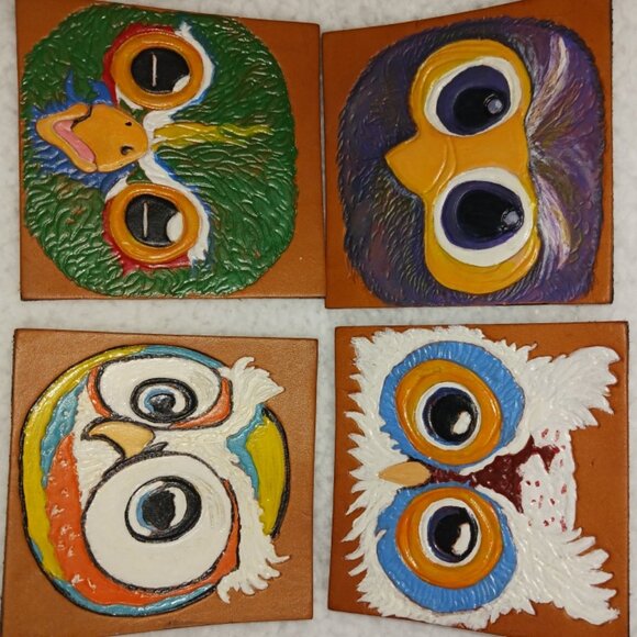 Leather Coasters - 4" square - Picture 1 of 2